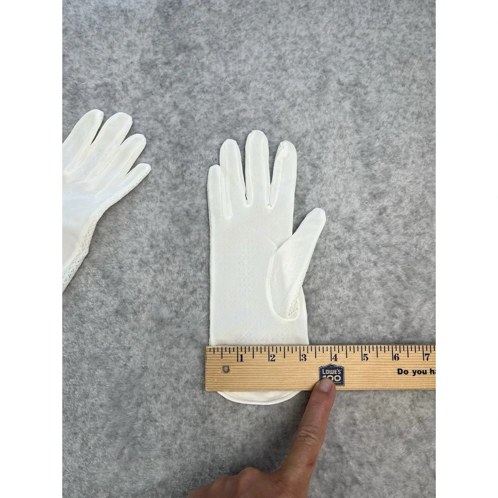 White Vtg Gloves Women's Mesh Buttons Nylon OSFA